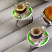 Resim 1 Adet Mini Kahve Bardak Yüzüğü - Benzersiz Kuğu Tasarımı, Beyaz ve Yeşil Detaylı Alaşımlı, Retro Boho Tarzı Günlük Kıyafetler veya Hediye İçin, Kahve Bar Aksesuarları 