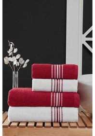 Resim 4 Lü Banyo Havlusu Seti Elvin - 70x140 Bordo 