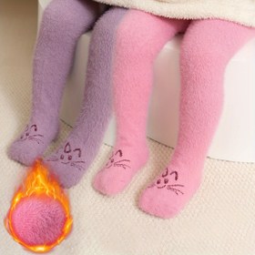 Resim Kızlar için Kedi Yüzü Tasarımı ile Kalın, Sıcak, Polar Astarlı Tayt, Yüksek Esneklik ve Konfor Sağlayan, Çok Yönlü Kıyafetler İçin Mükemmel. 