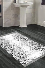 Resim Kaymaz Taban Djt Banyo Halı Star Pamuk Saçaklı İskandinav Mu123 Mu123P1-9, Beyaz, 80 x 150 