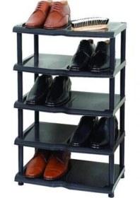 Resim Ayakkabılık 5 Katlı Plastik Ayakkabılık Dolap Siyah 