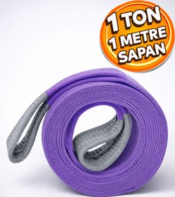 Resim Badem10 Sapan Polyester Spanzet 1 Ton 1 Metre Mor Sağlam Yük Kaldırma Taşıma İndirme Halat 