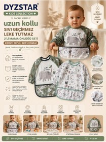 Resim DYZSTAR Safari Serisi 2'li Uzun Kollu Bebek Mama Önlüğü Seti - Sıvı Geçirmez, Kırıntı Cepli, Leke Tutmaz Beslenme Önlüğü 