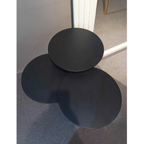 Resim Wood Siyah 3lü Set Mantar Yan Sehpa Fiskos Çiçeklik Decorative 