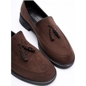 Resim Kadın Süet Loafer Püsküllü Kahve Riva Kahve Süet 