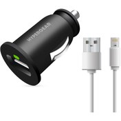 Resim Genel Markalar 2.1a 2x Hızlı Araç Şarj Aleti Set Iphone Uyumlu Lightning Kablo Siyah 