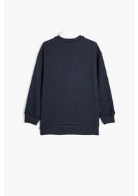 Resim Koton Erkek Çocuk Okul Sweatshirt Basic Okul Gömleği Yaka Detaylı Uzun Kollu Pamuklu Lacivert 
