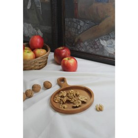 Resim Ahşap Çerezlik ve Meyvelik Oval Sunum Tepsisi Saplı 
