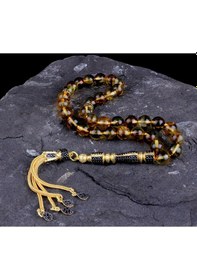 Resim Zirkon Taş Altın Kaplama Gümüş Püsküllü Damla Kehribar Tesbih 