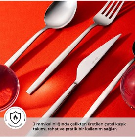 Resim Emsan Evelyn 84 Parça 12 Kişilik Çatal Kaşık Bıçak Takımı Çelik 