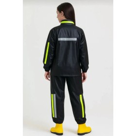 Resim Marsilyan Premium Motorcu Kurye Yağmurluk Takım Su Geçirmez Pvc Kumaş Reflektörlü Tübitak Onaylı - Siyah 