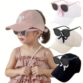 Resim 2 adet, Şapka + Moda Gözlük, Gençler Şapkası Beyzbol Kapağı Kızlar Yüksek Kuyruklu Güneş Şapkası Yaz Karikatür Sevimli Açık Üst Ördek Çenesi Şapka Kızlar Güneş Şapkası, Dış Mekan Rahat Moda Seyahat Plaj Ha 