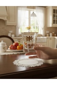 Resim Azur Su Bardağı 6 Lı Gümüş Dekorlu Model 240 Cc Elegan Su/meşrubat Bardak Seti Şeffaf 