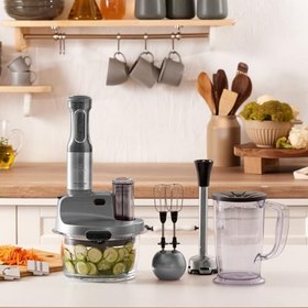 Resim Karaca Mastermaid Prosteel Cam Mutfak Robotu Uzun Blender Ayaklı 6 Bıçaklı 2500 W Galaxy Grey 