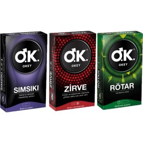 Resim Okey Prezervatif Karışık 3'lü Set 