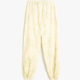 Resim Koton Jogger Pantolon Çiçek Desenli Beli Lastikli Cepli Ekru Desenli 4skg40083aw Ekru 