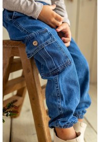 Resim Oliven The Kid Oliventhekid Unisex Kot Kargo Pantolon Mavi Mavi 