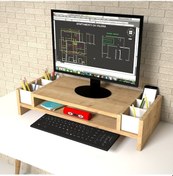 Resim Emkawood Funny Safir Monitör Yükseltici Laptop Standı Beyaz - Meşe 