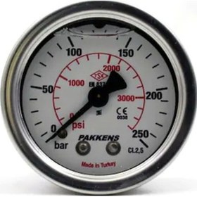 Resim Pakkens Çap 100 0/250 Bar Arkadan Bağlantı Gliserinli Manometre 