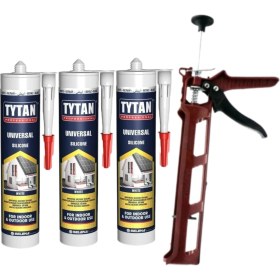 Resim Tytan Şeffaf Silikon 280GR 3'lü + Silikon Tabancası 