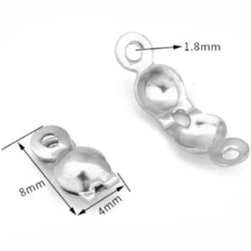 Resim Flea Market 100 Adet Nikel Renk Çift Halkalı Demir 4mm Düğüm Kapama - Misina Kapama ,takı Yapım Aparatı 