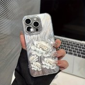 Resim Dört Beyaz Lotus Telefon Kılıfları, Şok Emici Çift Katmanlı Gaze, Iphone 16 Pro Max/15/14 Plus/13/12/11 Koruyucu Kapaklar İçin Uygun. 