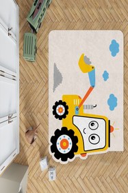 Resim Dally Home Dijital Baskılı Kaymaz Taban Yıkanabilir Kepce Desenli Renkli Çocuk Halısı 