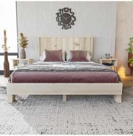 Resim Hüma Model Vernikli Çam Ahşap Karyola Dikey -272 140 x 200 