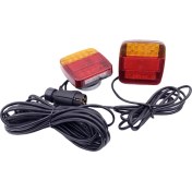 Resim Parallax Römork Kamyonu Fren Sinyali Işık Yan Işıkları Için 7 Pimli Fiş Teli Seti Mıknatıslı Evrensel 20 LED 12V Arka Işın (Yurt Dışından) 