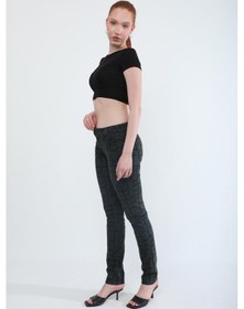 Resim Kadın Likralı Düşük Bel Skinny Fit Jean Pantolon Haki 