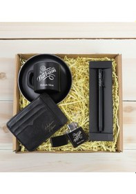 Resim Bk Gift Kişiye Özel İsimli Baba Temalı Siyah Türk Kahvesi Fincanı&metal Kalem&çakmak&kartlık Cüzdan Hediye Seti, Sevgiliye Hediye-6, Babaya Hediye, Ba 