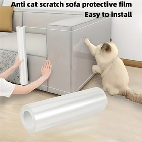 Resim Kedi Çizik Koruma Filmi - PVC, Şeffaf, Koltuk, Mobilya, Duvarlar ve Kapılar için Kolay Kurulumlu Yapıştırıcı - Ev Dekoru, Mobilya Koruma için İdeal | Şeffaf Film | PVC Yapı, Kedi Mobilyası 