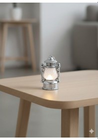 Resim 7 Cm Ledli Dekoratif Fener Altın Gümüş Anahtarlık Pilli Masa Üstü Süs Diğer 