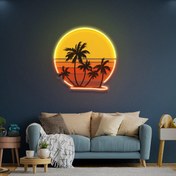 Resim Retro Günbatımı 3 Baskılı - Neon Tabela 