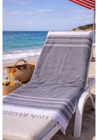 Resim Elmas Desenli Pamuk Peştemal Plaj Havlusu 100x170 Cm Pareo Kullanımına Uygun Siyah 