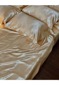 Resim 2 Li İpek Dokulu Saten Yastık Kılıfı 50x70 - Altın - Mikrosaten, Saç Ve Cilt Dostu Renkli 