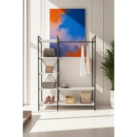 Resim Mobitopya Nilamu Elbise Dolabı / Metal Aksamlı / Beyaz / Açık Dolap / Organizer / Askılık 