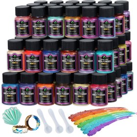 Resim 24 Renkli Mik Tozu, Takı Yapımı için Mik Pigment Tozu, Epoksi Reçine Boyası, Mum Yapımı 