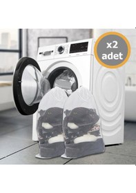 Resim 2 Adet Lüx Perde Ve Çamaşır Yıkama Filesi Ipli 60x80 Cm Battal Boy Beyaz 