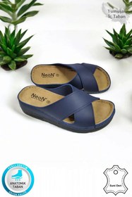 Resim neon shoes Lina Kadın Anatomik Ortopedik Konfor Modeli Terlik Hafif Şık Topuklu Günlük Dışarı Ev Içi Terliği 