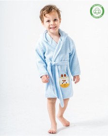 Resim Zürafalı Bornoz Mavi Mavi 