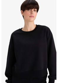 Resim Defacto Boxy Fit Basıc Sweatshirt B8568AX24WN Siyah 