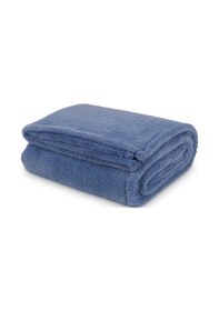 Resim Pufina Tek Kişilik Tavşan Tüyü Dokulu Peluş Battaniye & Yatak Örtüsü 150x220 İndigo - Mavi 