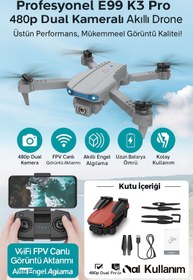 Resim Morissua E99 K3 Pro Dual Kameralı Drone – Wifi Fpv, Engel Algılama, Uzun Uçuş Süresi 
