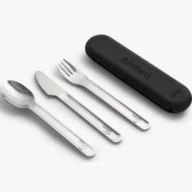 Resim Citron Silikon Kılıflı Paslanmaz Çelik 3'lü Çatal Bıçak Kaşık Takımı - Black 1073810 