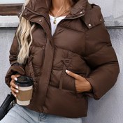 Resim LY VAREY LIN Kadınlar İçin Kalın Kışlık Kapüşonlu Ceket - Tam Fermuarlı, Bol Kesim, Kahverengi - Soğuk Hava ve Günlük/Kişisel Kullanım için Esnek Olmayan Dış Giyim 