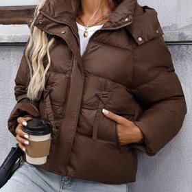 Resim LY VAREY LIN Kadınlar İçin Kalın Kışlık Kapüşonlu Ceket - Tam Fermuarlı, Bol Kesim, Kahverengi - Soğuk Hava ve Günlük/Kişisel Kullanım için Esnek Olmayan Dış Giyim 