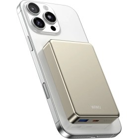 Resim Wiwu P15-1 LED Işık Göstergeli Ultra İnce PD 20W Kablosuz Powerbank 10000mAh 15W - Titanyum-Gold 