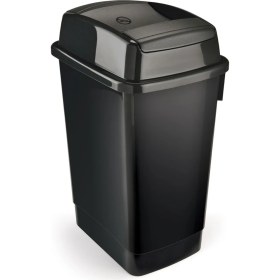 Resim Siyah 27 Litre Çift Taraf Itme Kapaklı Banyo Atık Kutusu 