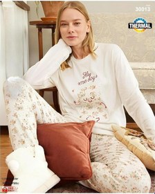 Resim Aydoğan Kadın Bisiklet Yaka Termal Pijama Takımı 30013b- 1 Adet Beyaz 